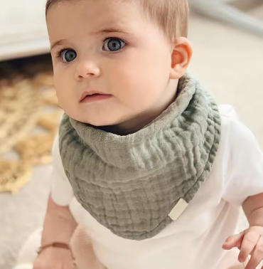 Essential Bandana Style Drool Bib - Made from 100% Organic Muslin Cotton — Softer With Every Wash